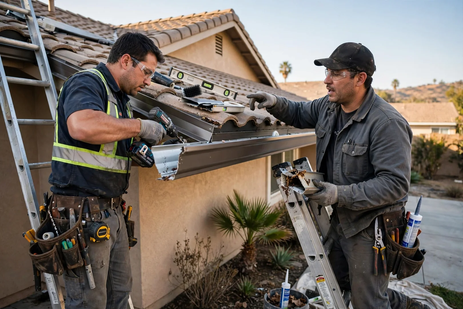 New underlayment and shingle courses being installed during a full roof replacement